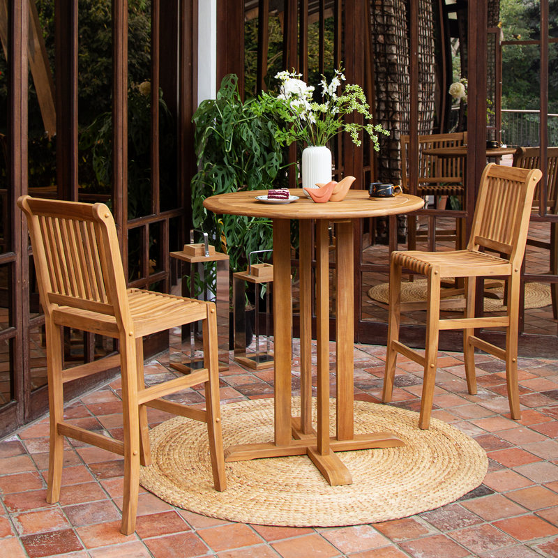 Red Barrel Studio® Broerine Teak Wood Outdoor Bistro Table | Wayfair
